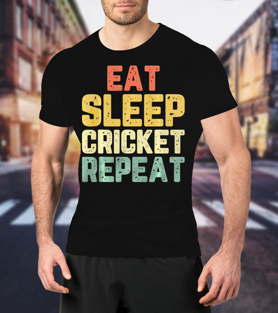Eat Sleep Cricket Repeat Player Vin T-Shirt