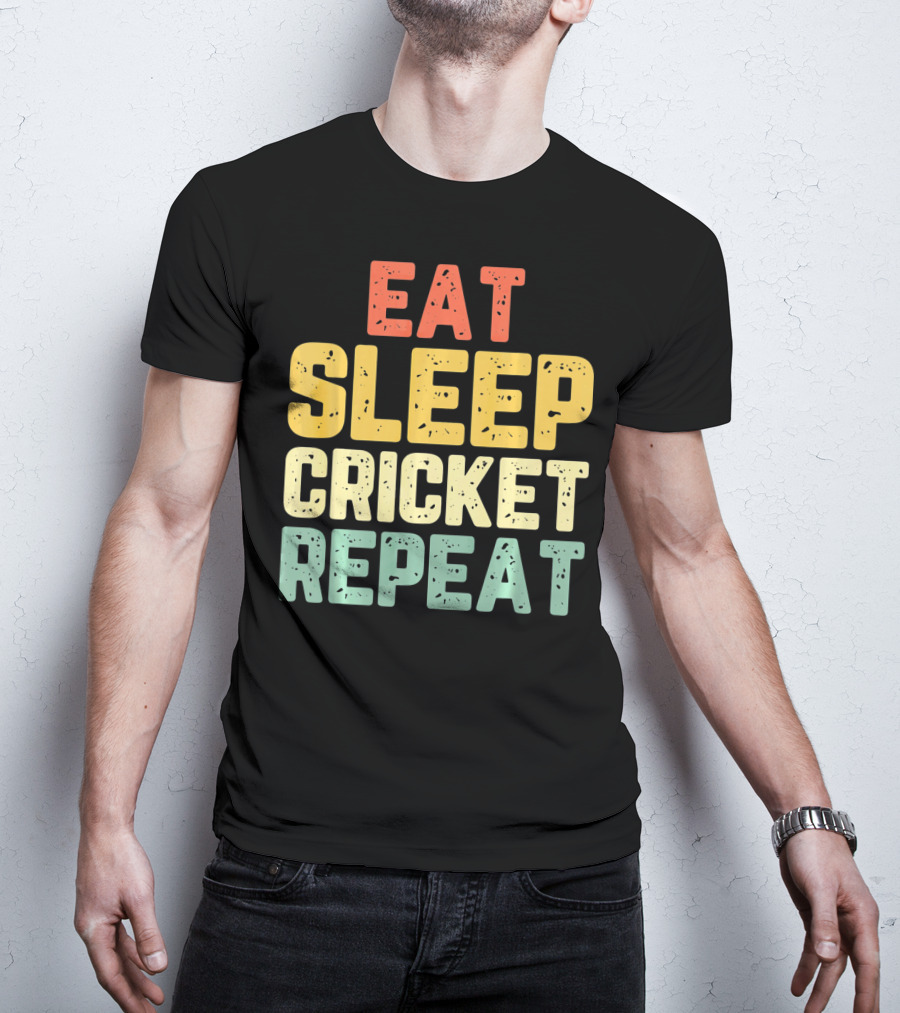 Eat Sleep Cricket Repeat Player Vin T-Shirt
