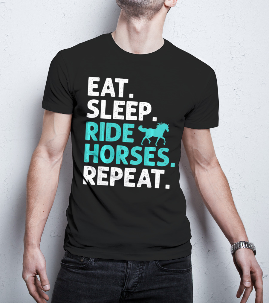 Eat Sleep Ride Horses Repeat Vintage Horse T-Shirt
