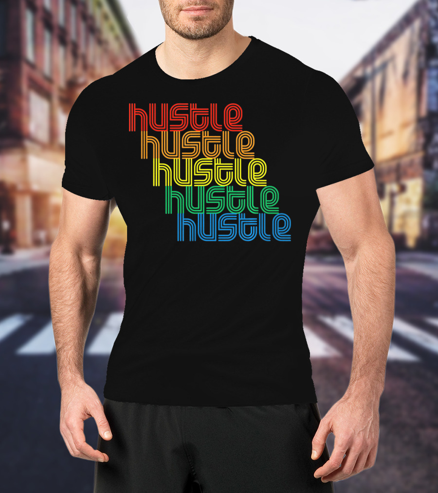 Hustle Hustle Hustle Hustle Hustle Repeat Vintage Disco 70s T-Shirt