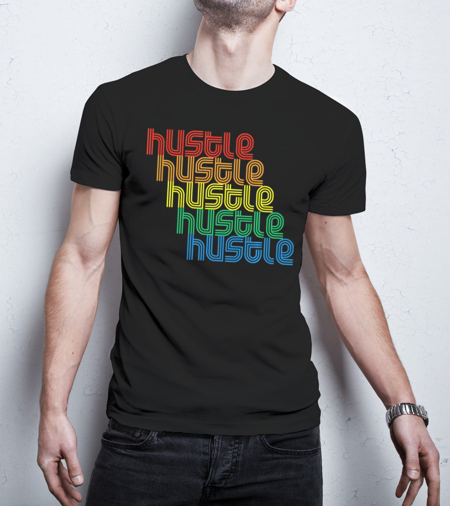 Hustle Hustle Hustle Hustle Hustle Repeat Vintage Disco 70s T-Shirt