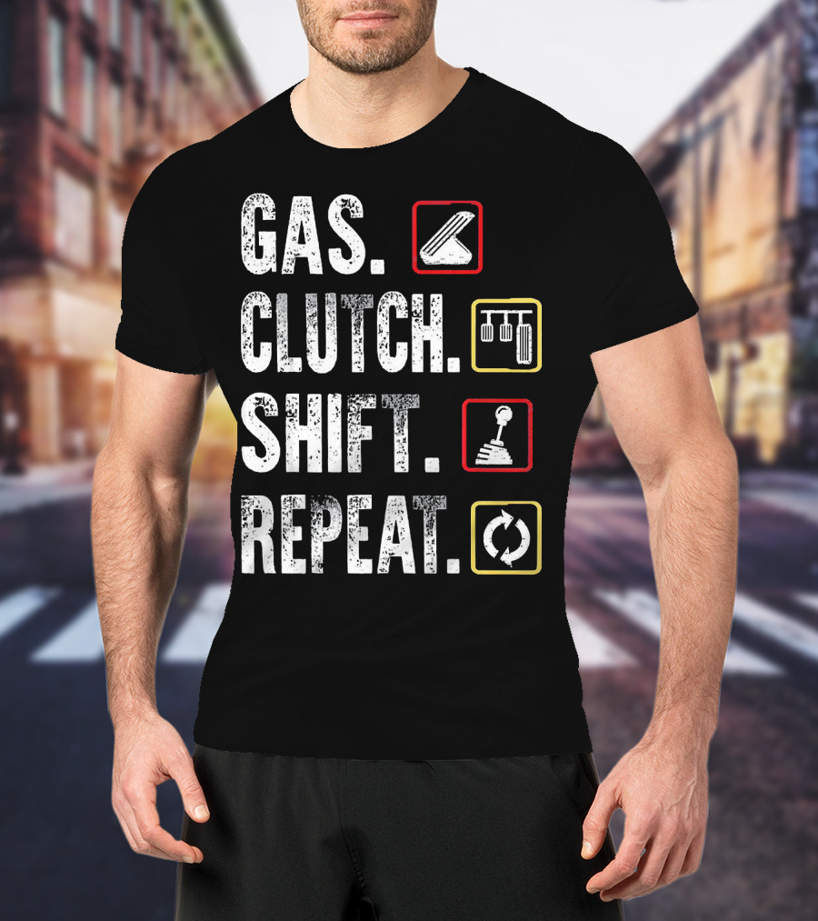 Gas Clutch Shift Repeat Pedal Icons Cycle T-Shirt