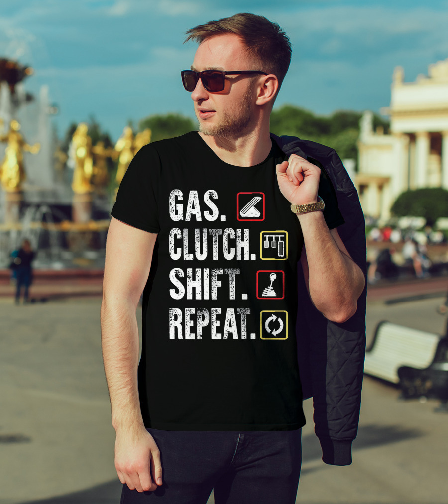 Gas Clutch Shift Repeat Pedal Icons Cycle T-Shirt