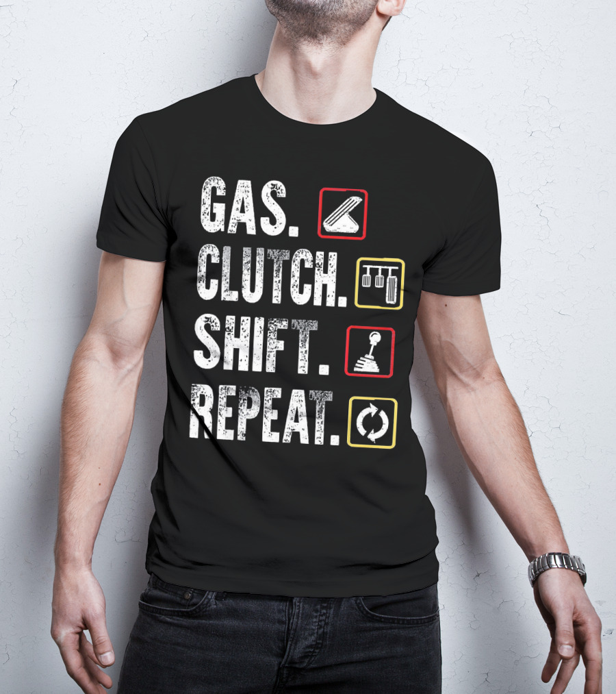 Gas Clutch Shift Repeat Pedal Icons Cycle T-Shirt