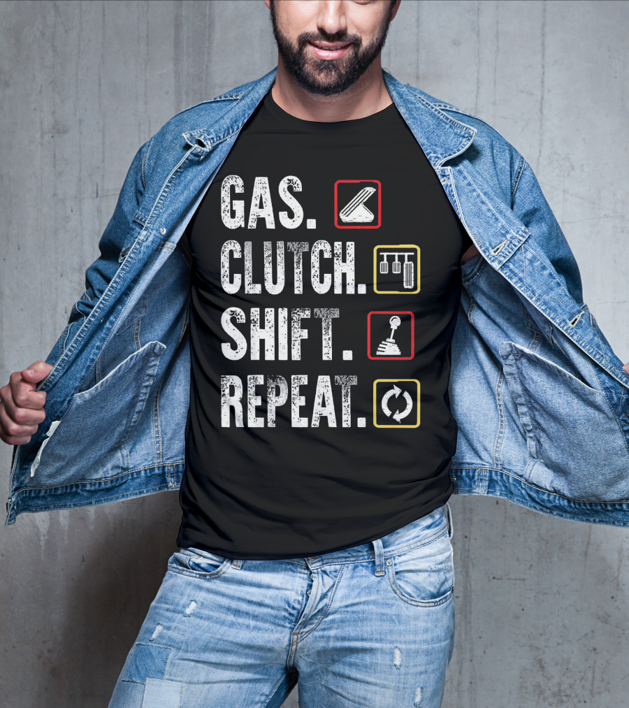 Gas Clutch Shift Repeat Pedal Icons Cycle T-Shirt