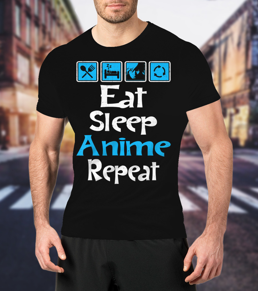 Eat Sleep Anime Repeat Manga SciFi T-Shirt