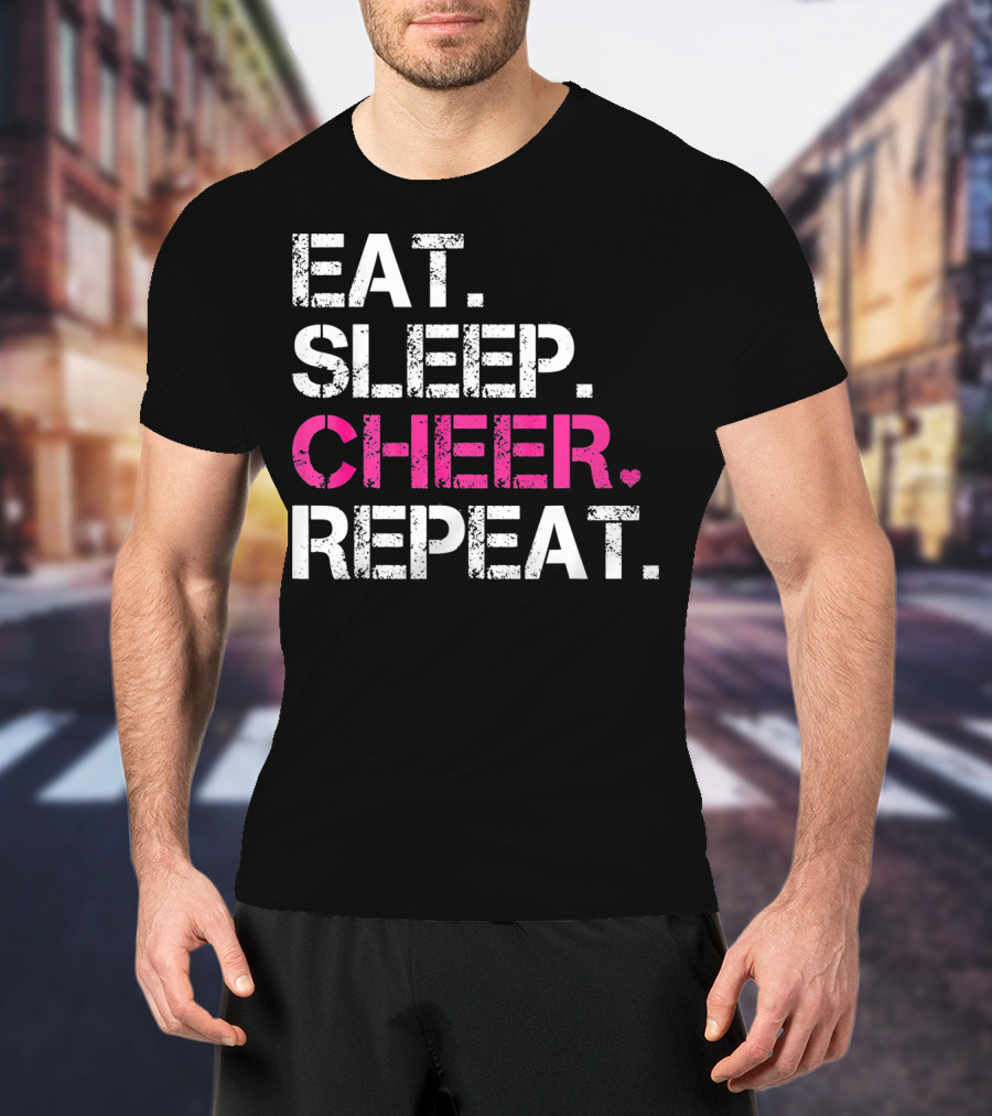 Eat Sleep Cheer Heart Repeat Cheerleading T-Shirt