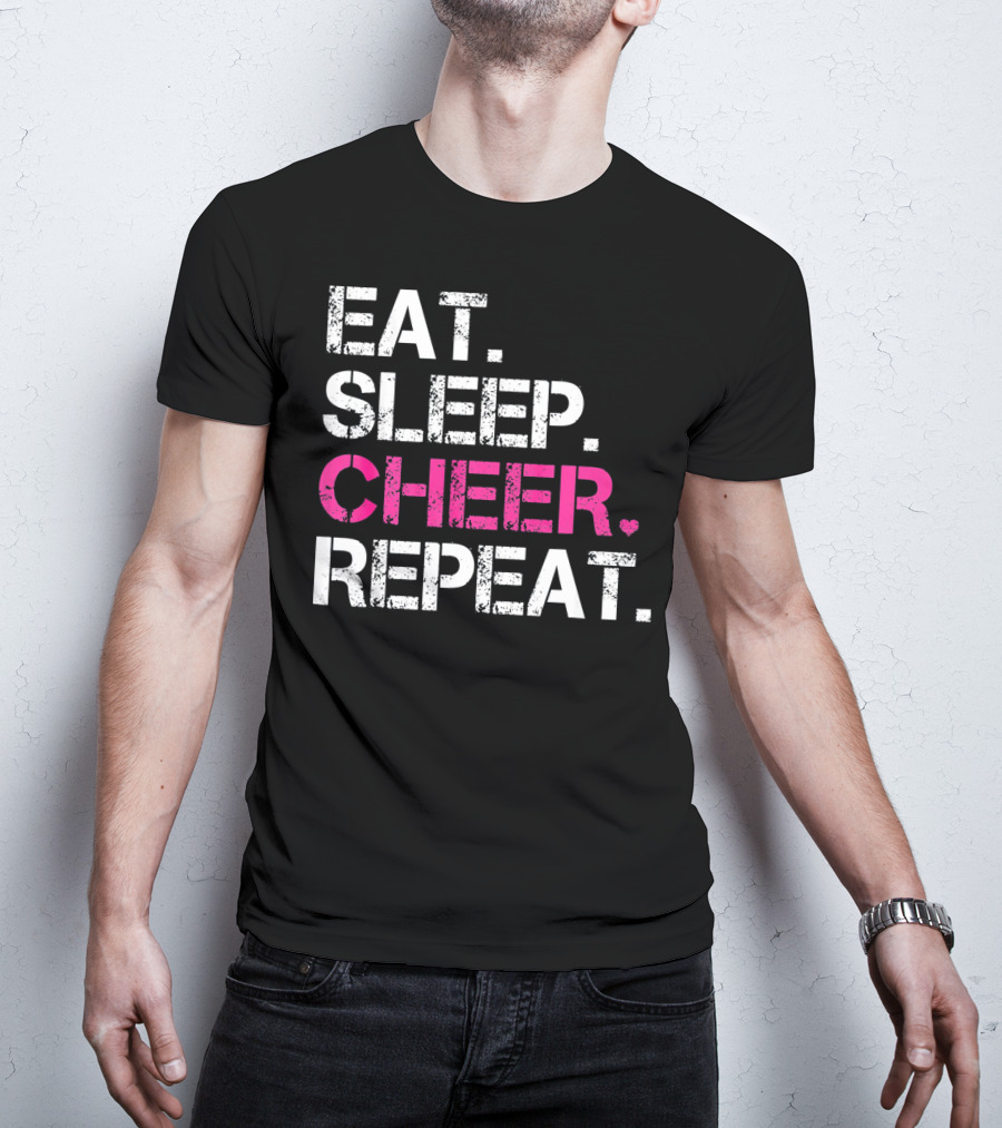 Eat Sleep Cheer Heart Repeat Cheerleading T-Shirt