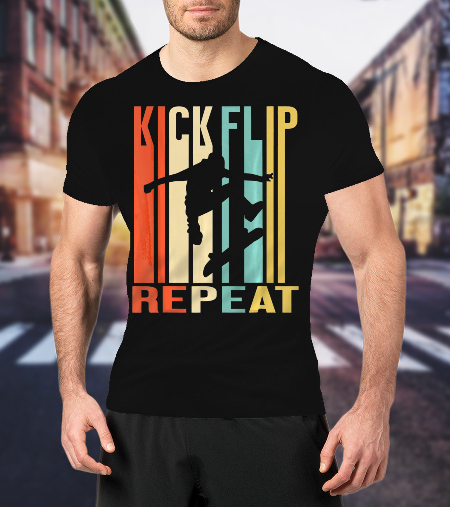 Kick Flip Repeat Vintage Skateboarding T-Shirt