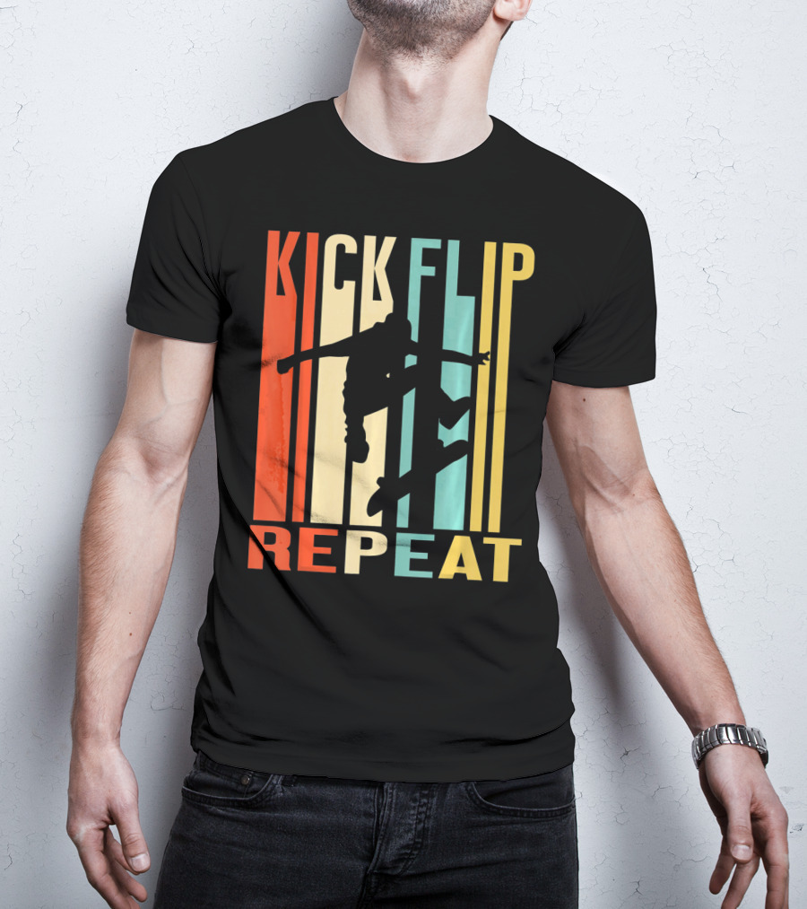 Kick Flip Repeat Vintage Skateboarding T-Shirt