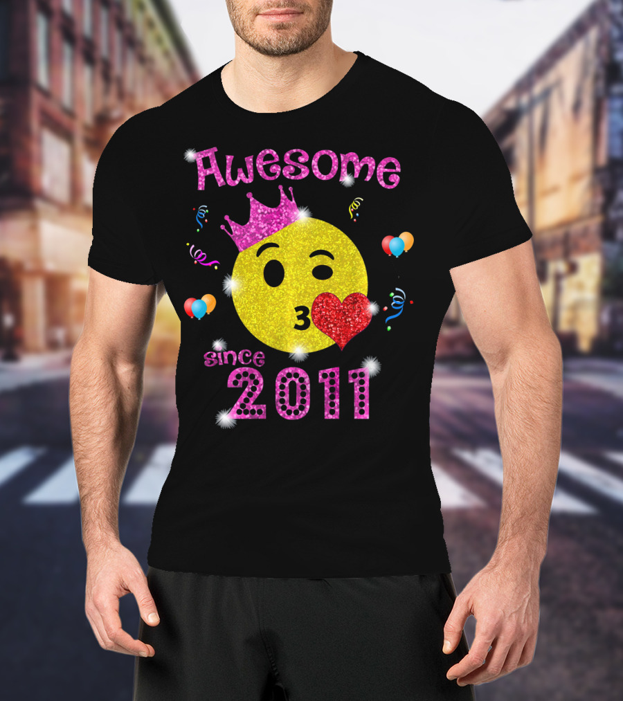 Awesome Emoji Birthday Since 2011 7 Years Old T-Shirt