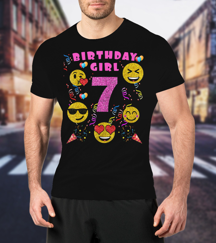 Birthday Girl 7 Emoji Party Celebration Fun T-Shirt