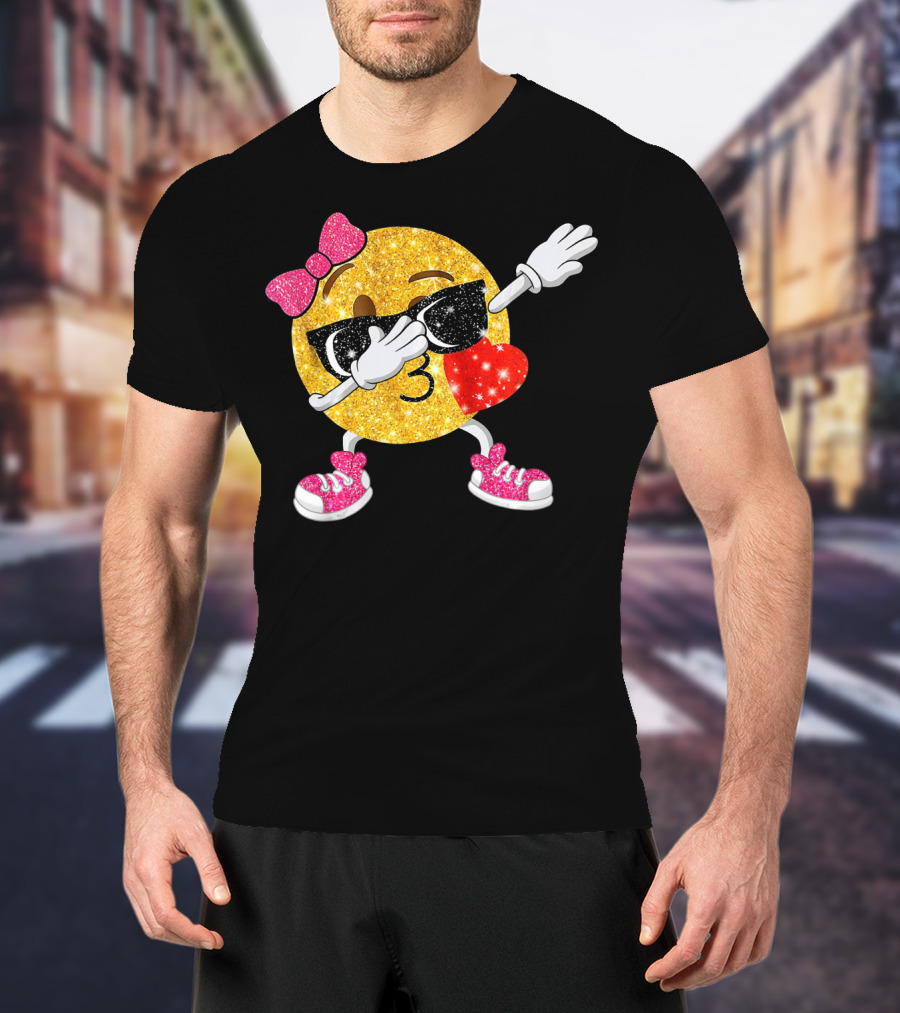 Dabbing Glitter Emoji Heart Kiss Bow Sunglasses Sneakers T-Shirt