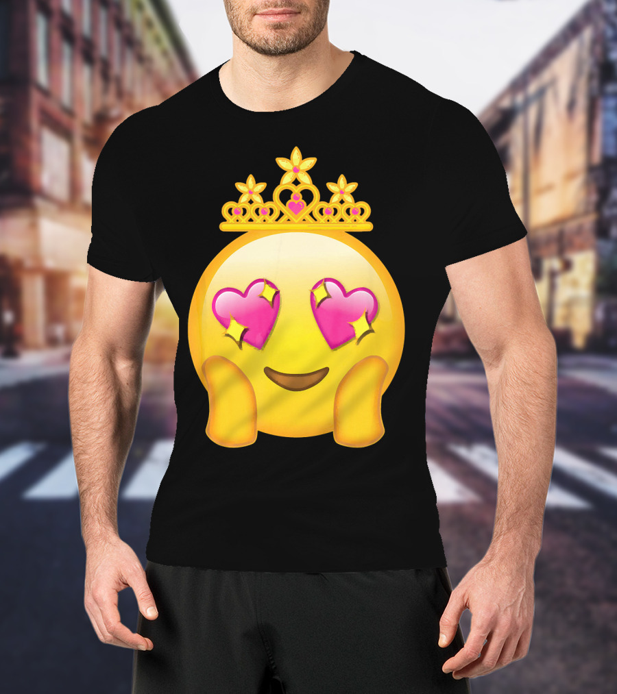 Emoticon Queen Heart Eyes Emoji With Crown Princess T-Shirt