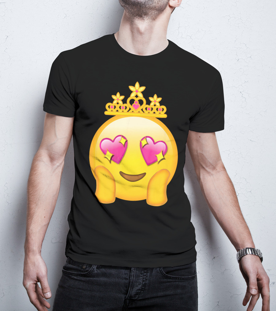 Emoticon Queen Heart Eyes Emoji With Crown Princess T-Shirt