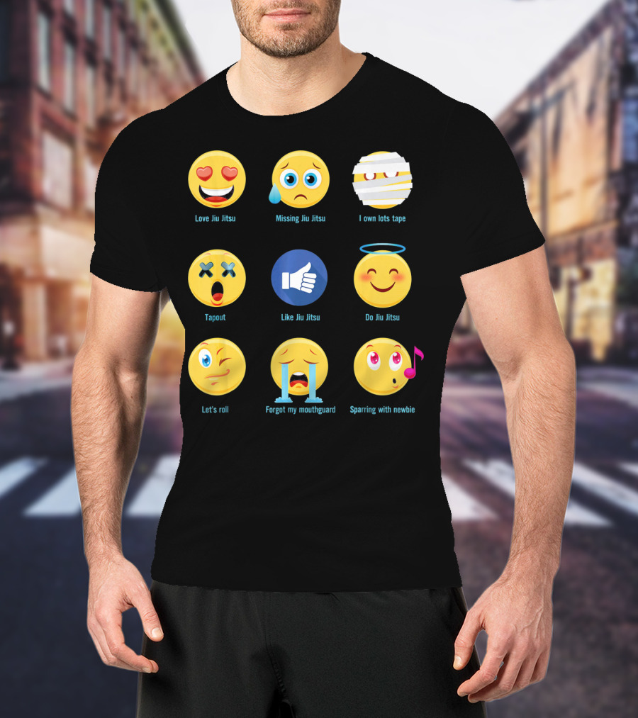 Brazillian Jiu Jitsu 9 Shades Love Missing Tape Tapout Like Do Let’s Roll Forgot Sparring T-Shirt
