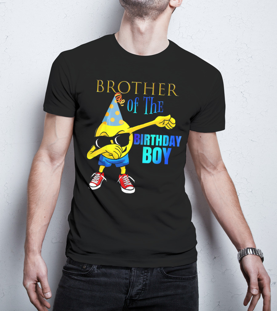 BROTHER Of The Birthday Boy Dabbing Emoji Party Hat Sunglasses Sneakers T-Shirt