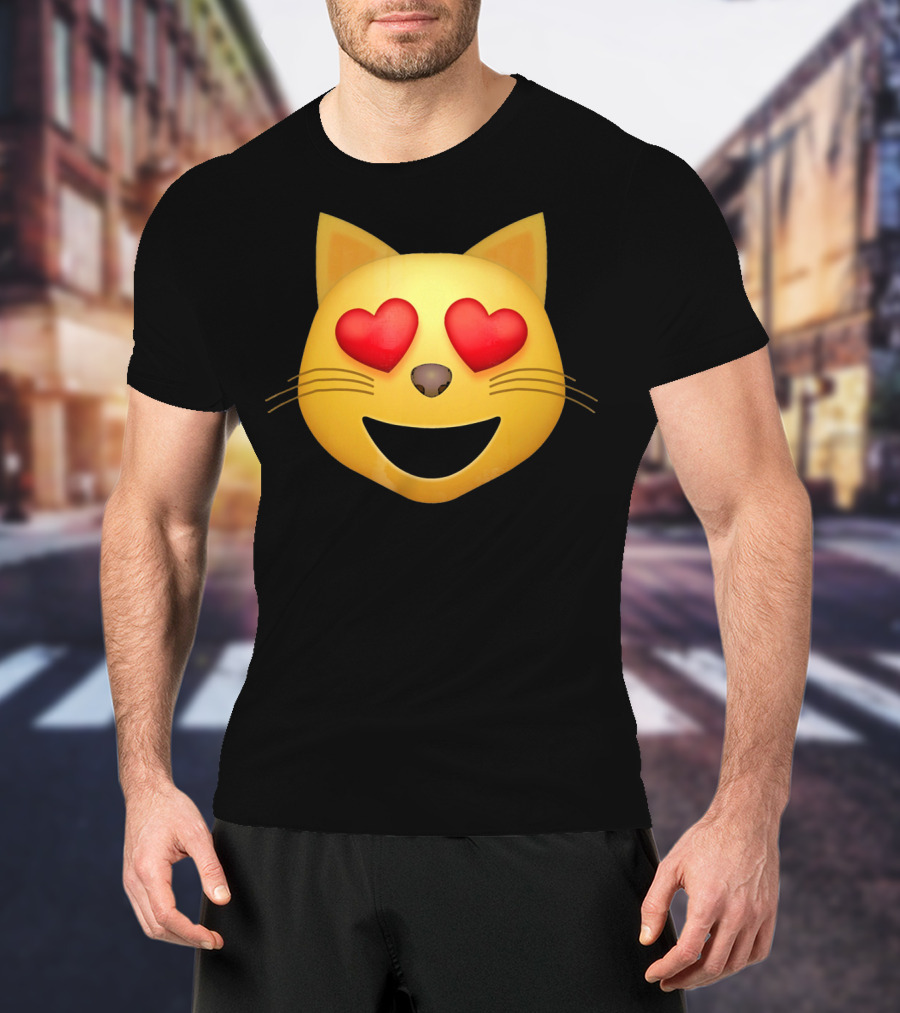 Smiling Cat Face With Heart Eyes Emoji T-Shirt