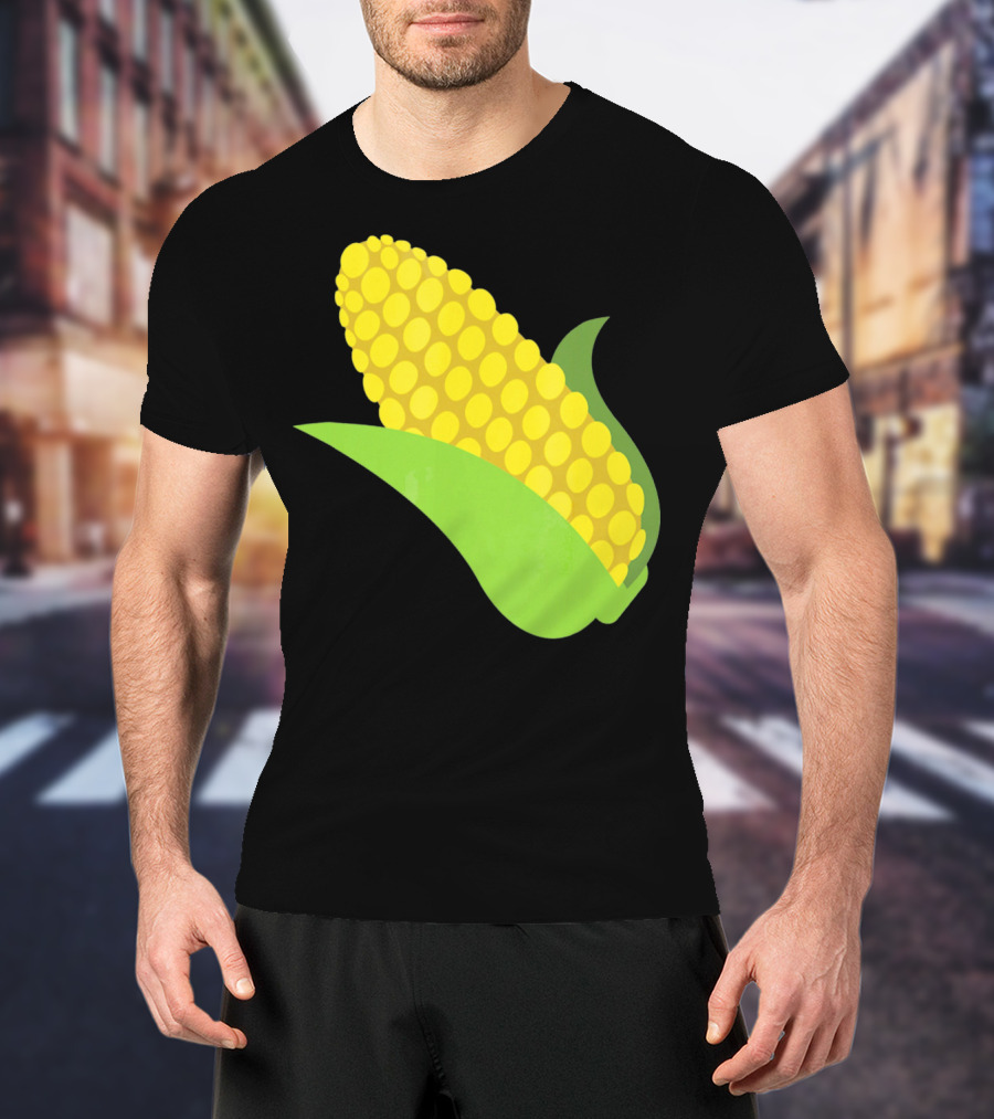Emoji Corn On The Cob Yellow Kernels Green Husk T-Shirt