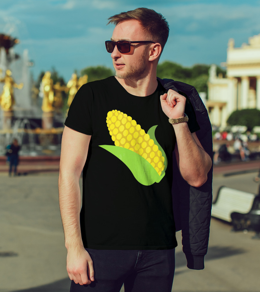 Emoji Corn On The Cob Yellow Kernels Green Husk T-Shirt