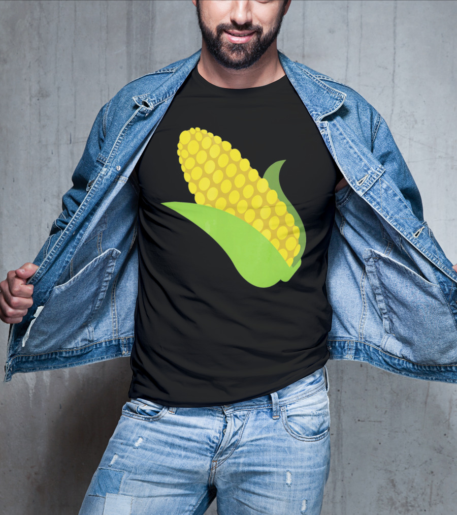 Emoji Corn On The Cob Yellow Kernels Green Husk T-Shirt