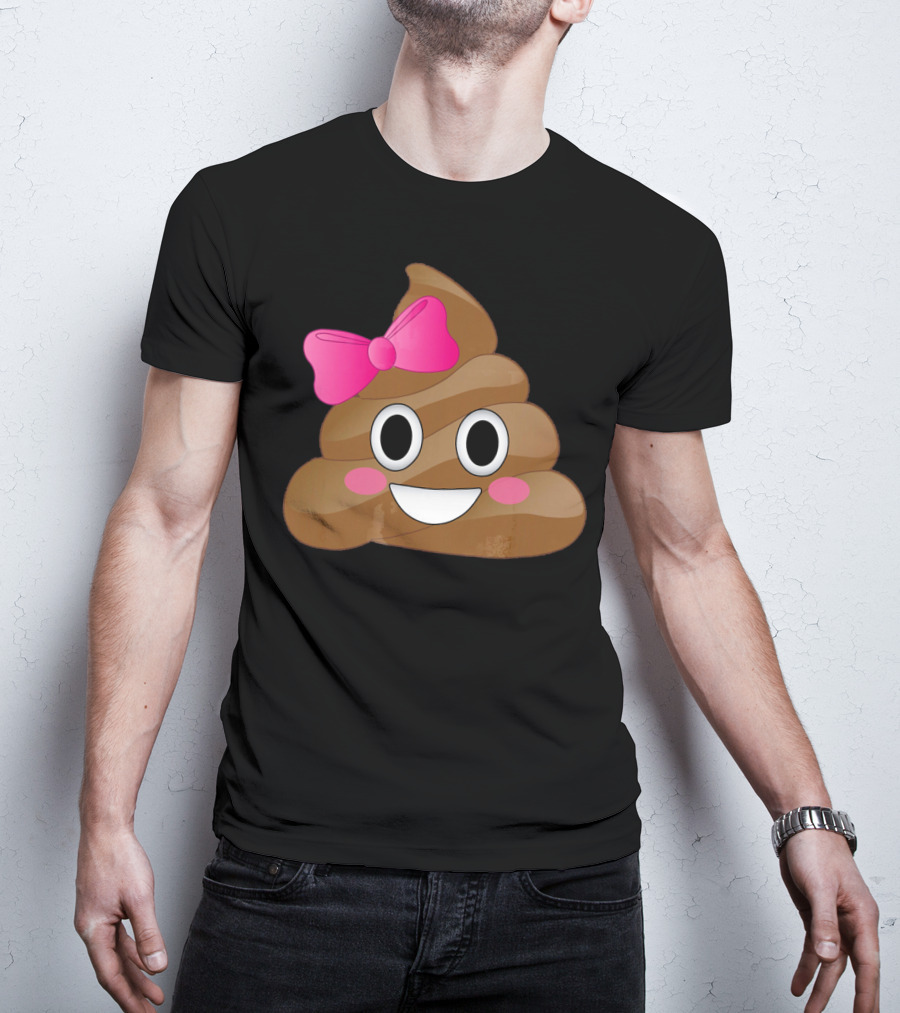 Cute Pink Bow Emoji Funny Smiling Cutie Poo T-Shirt