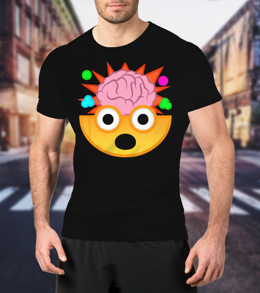 Mind Blown Face Emoji Exploding Brain With Glasses T-Shirt