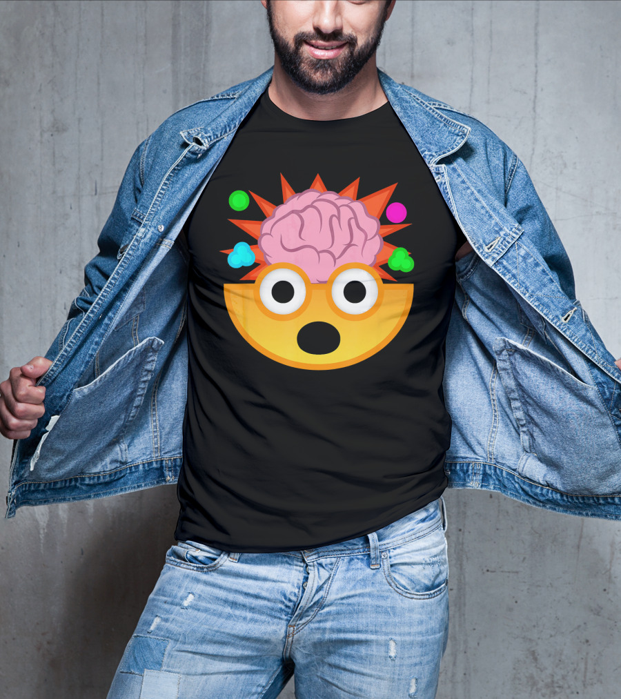 Mind Blown Face Emoji Exploding Brain With Glasses T-Shirt