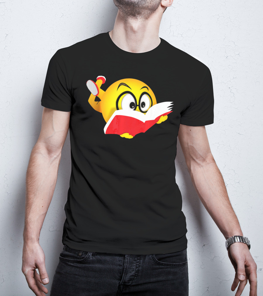 Nerdy Reading Emoji Glasses Book T-Shirt