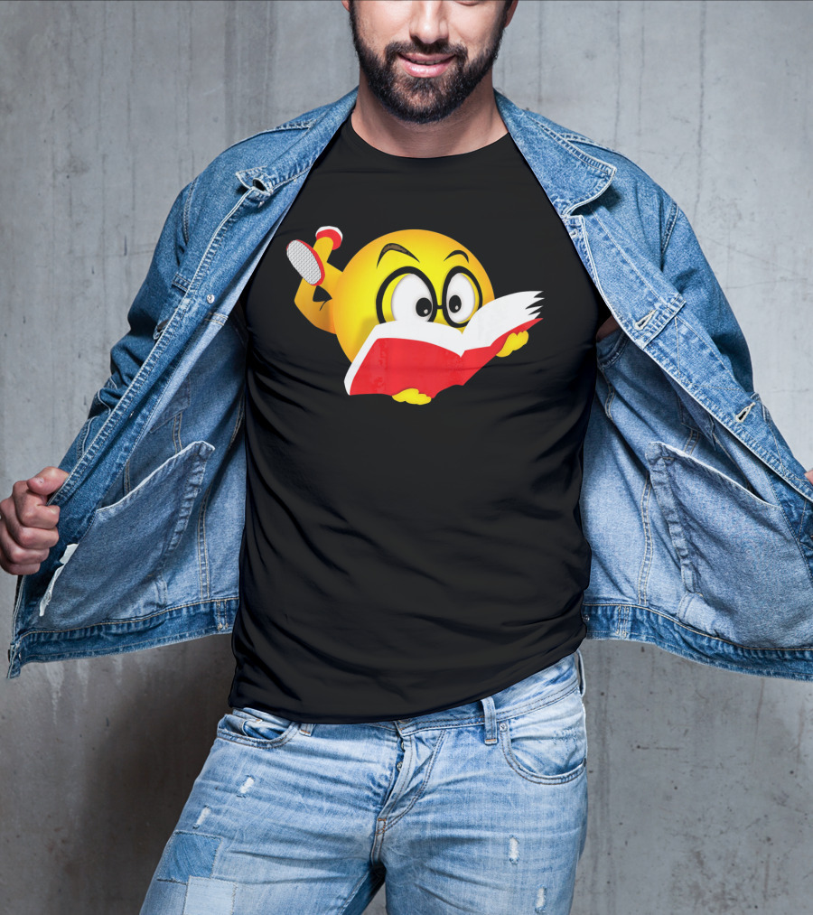 Nerdy Reading Emoji Glasses Book T-Shirt