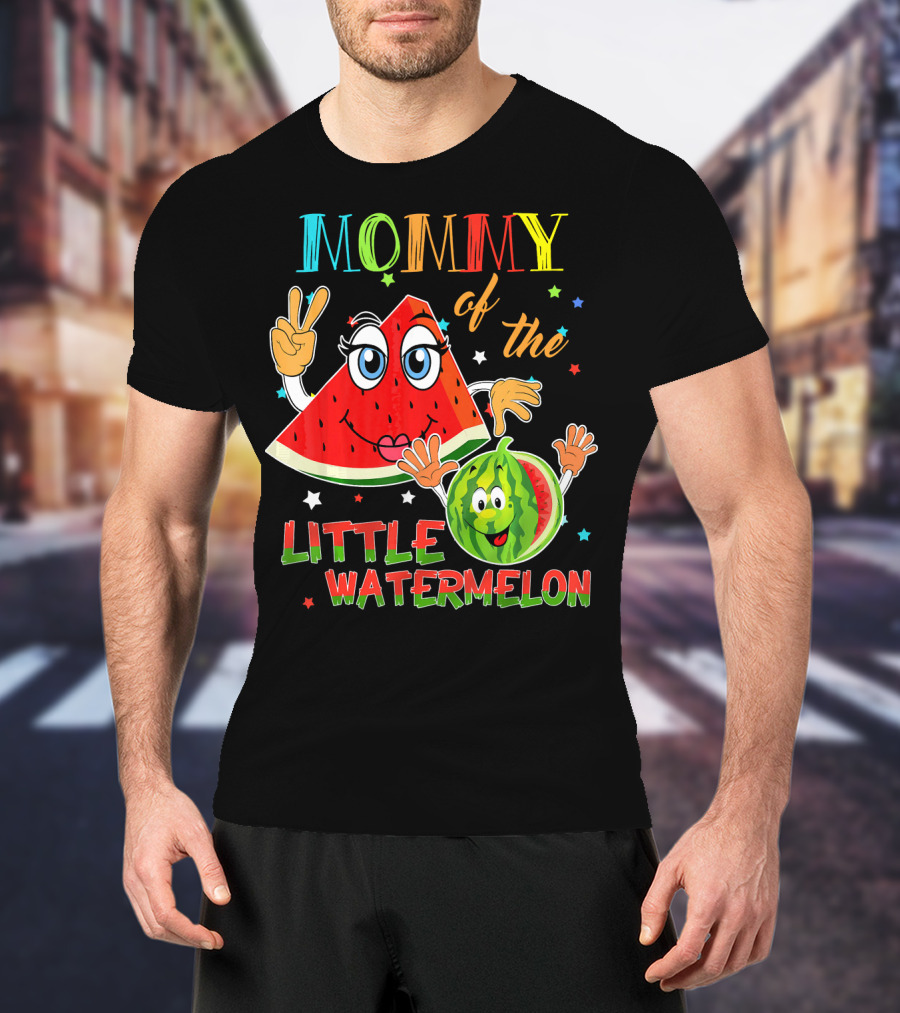 Mommy Of The Little Watermelon Funny Matching Birthday T-Shirt
