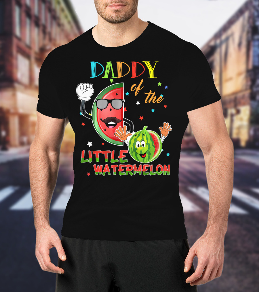 Daddy Of The Little Watermelon Funny Matching Birthday T-Shirt