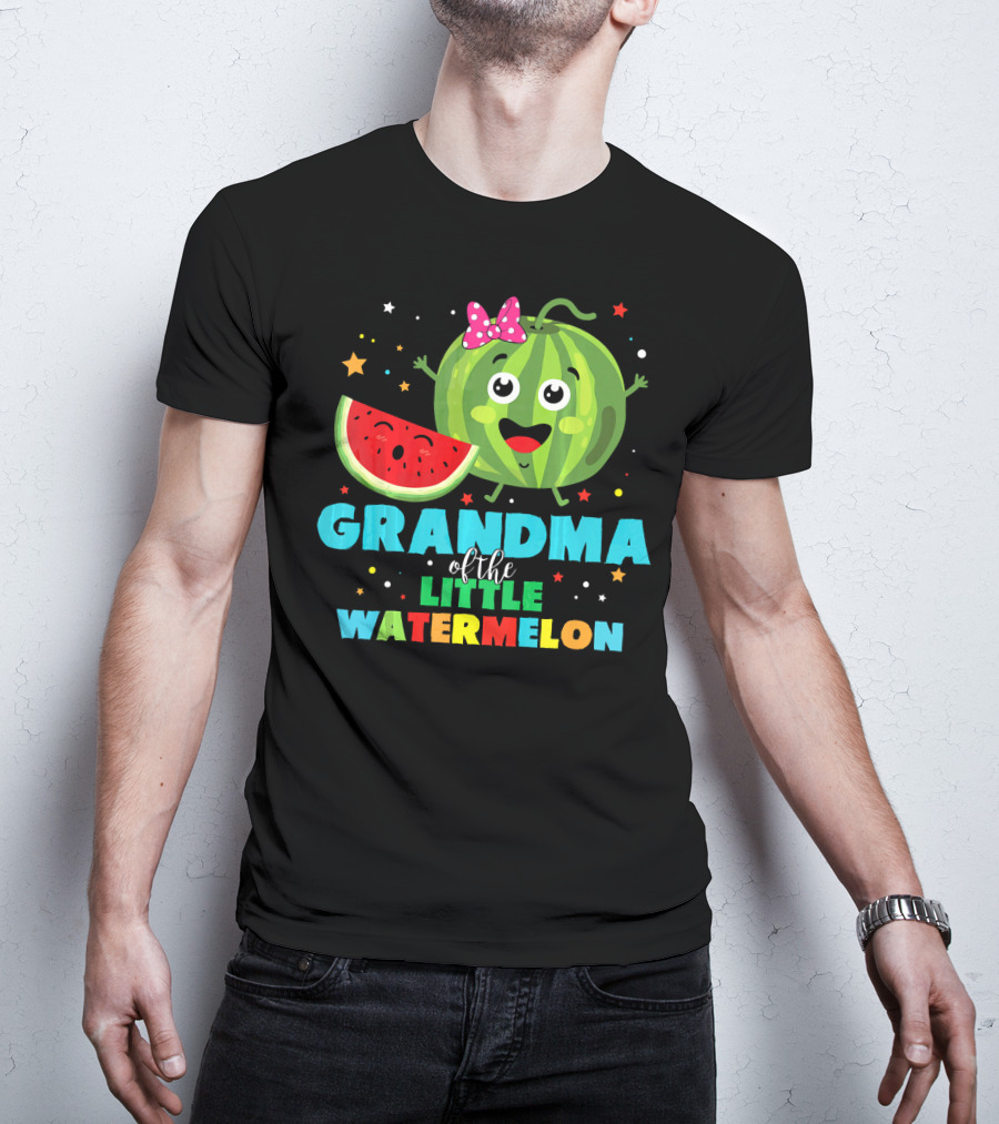 Grandma Of The Little Watermelon With Cute Cartoon Watermelon And Stars T-Shirt