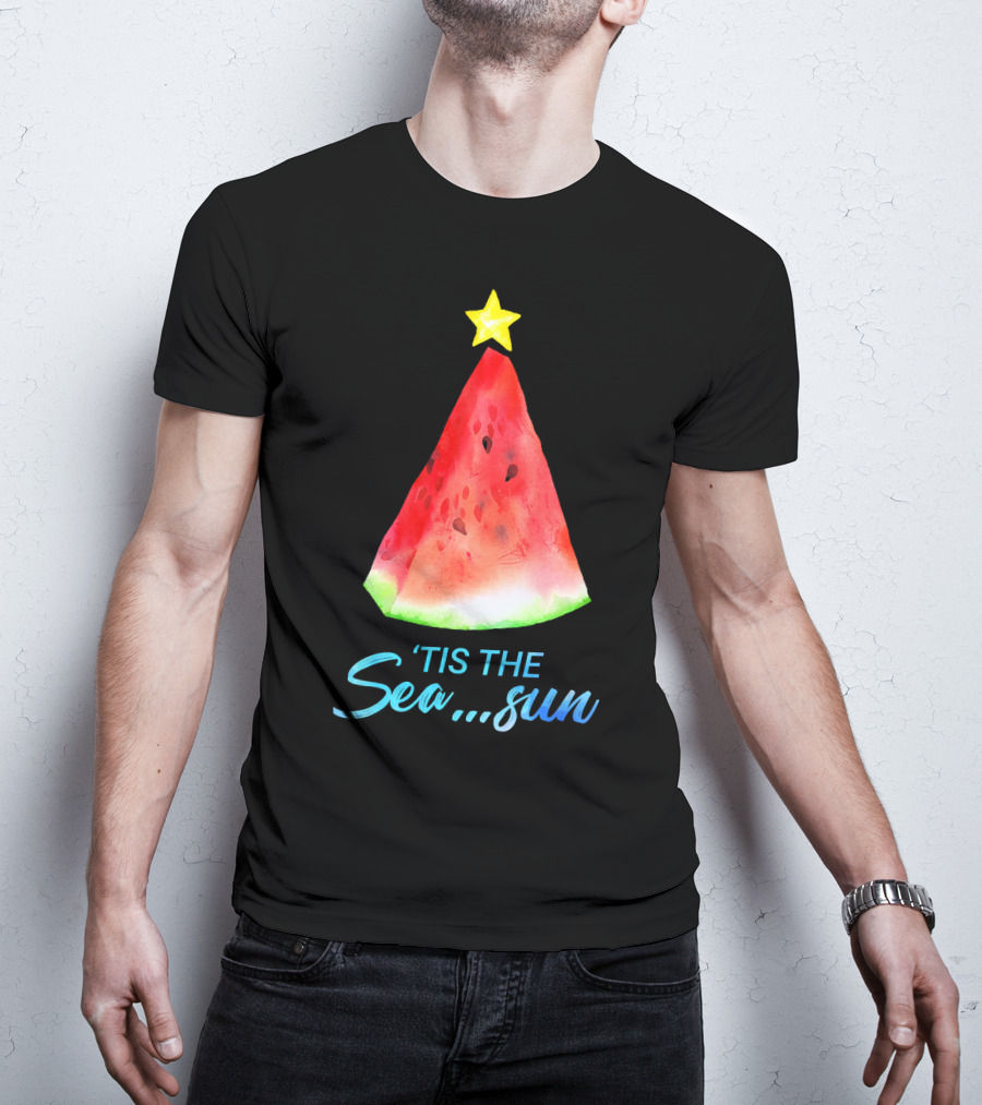 'Tis The Sea Sun Watermelon Christmas Tree T-Shirt