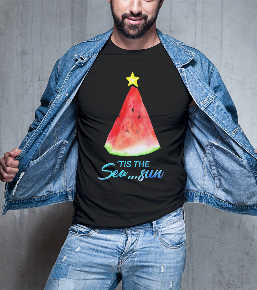 'Tis The Sea Sun Watermelon Christmas Tree T-Shirt