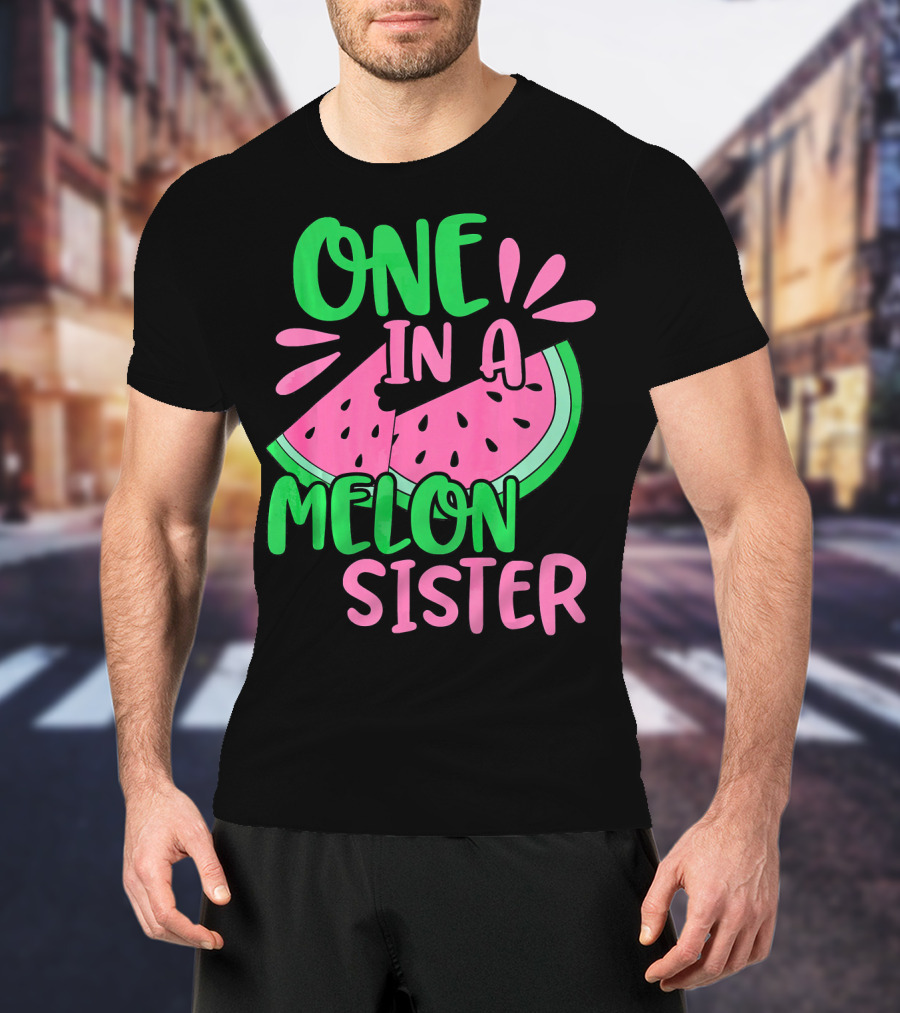 One In A Melon Sister Cute Pink Watermelon T-Shirt
