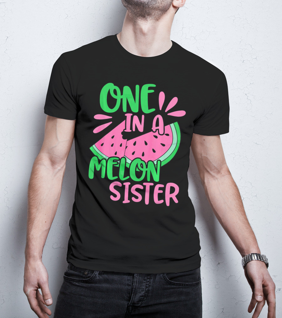 One In A Melon Sister Cute Pink Watermelon T-Shirt