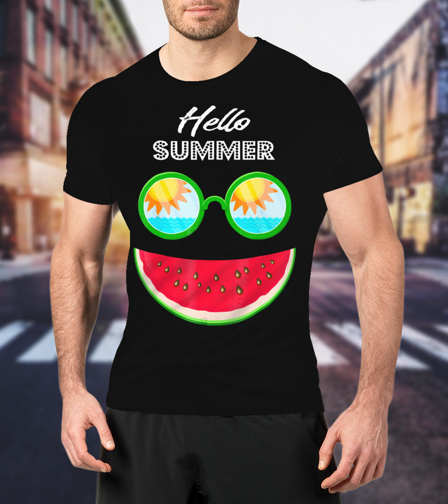 Hello Summer Watermelon Smile Sunglasses T-Shirt