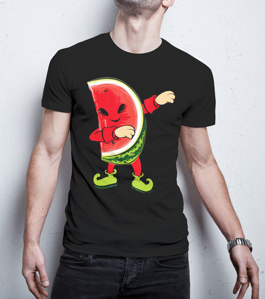 Funny Dabbing Watermelon Dab Character With Green Shoes T-Shirt