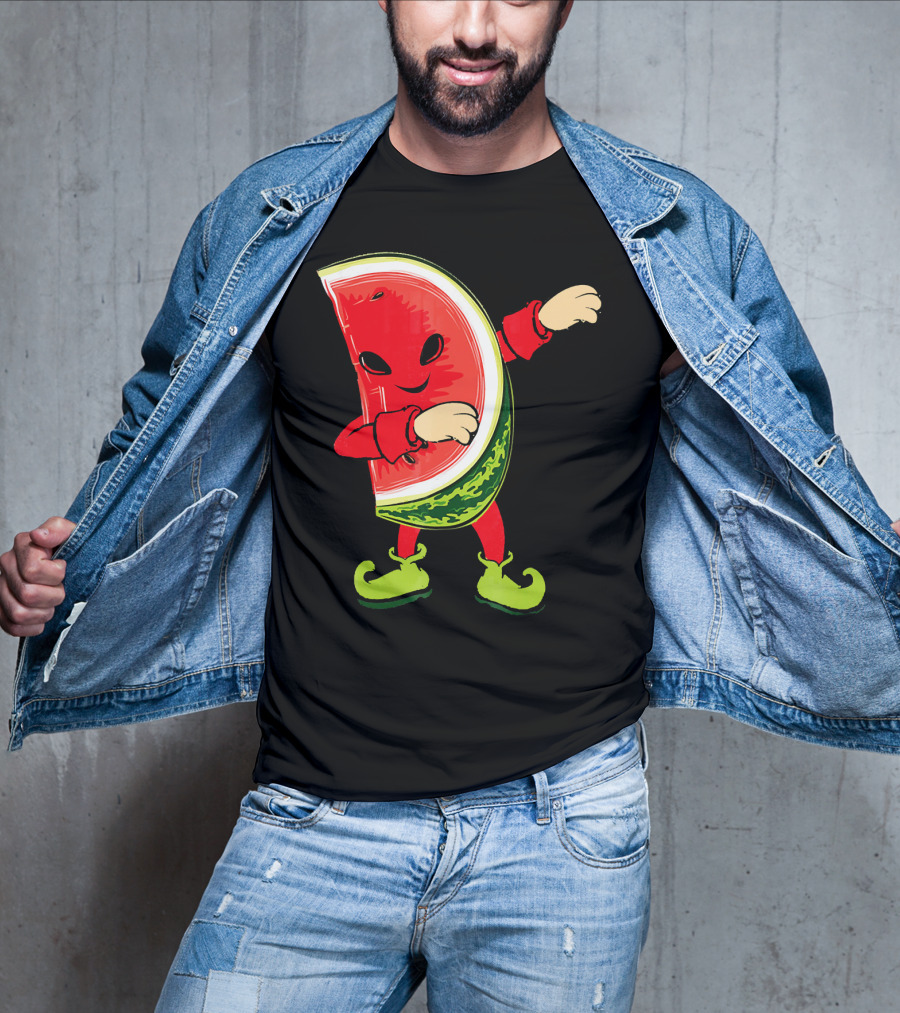 Funny Dabbing Watermelon Dab Character With Green Shoes T-Shirt