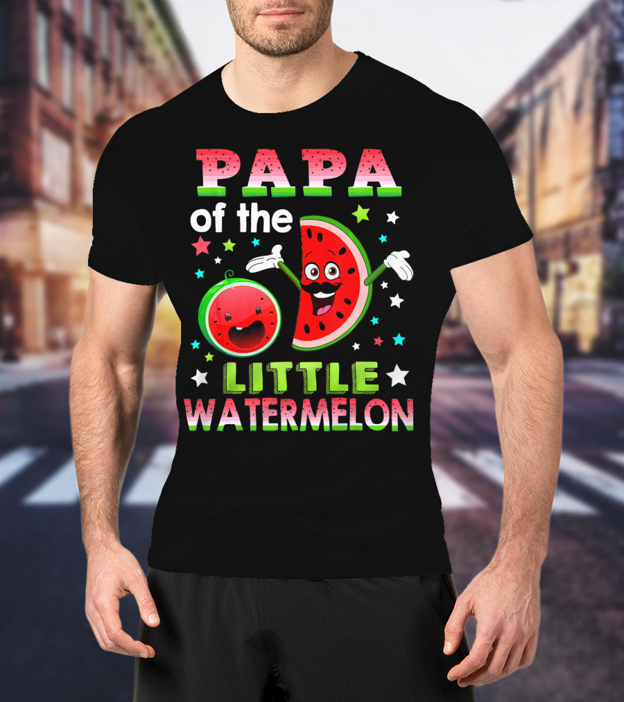Papa Of The Little Watermelon Fun Matching Birthday T-Shirt