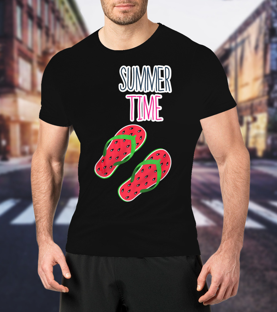 Summer Time Watermelon Flip Flop Fun T-Shirt