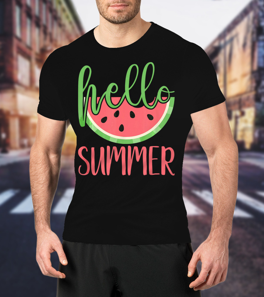 Hello Summer Watermelon Funny Melon Fruit T-Shirt