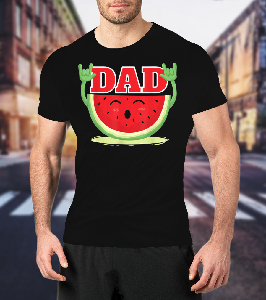 Mens Watermelon Dad Melon Rock Hands Juicy T-Shirt