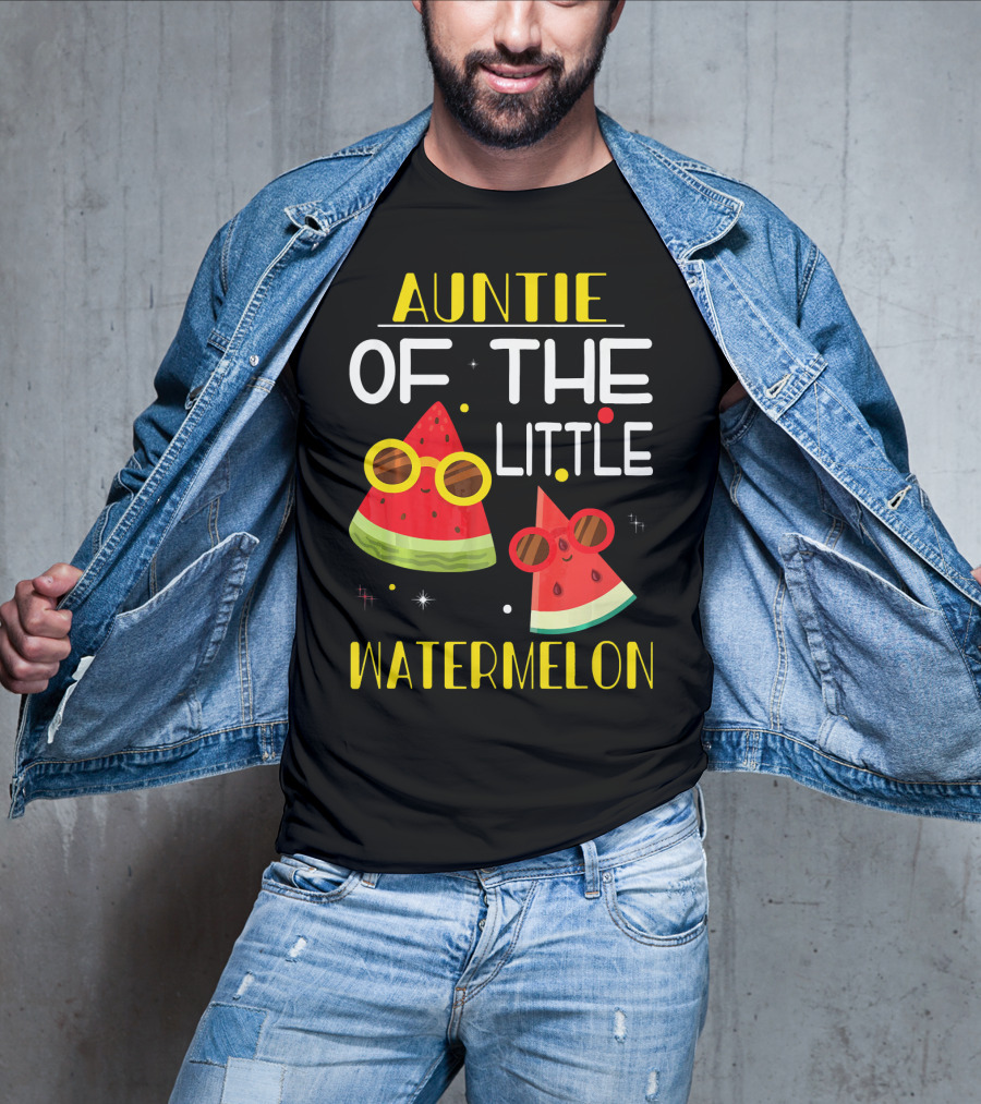Auntie Of The Little Watermelon Cute Sunglasses Fun T-Shirt