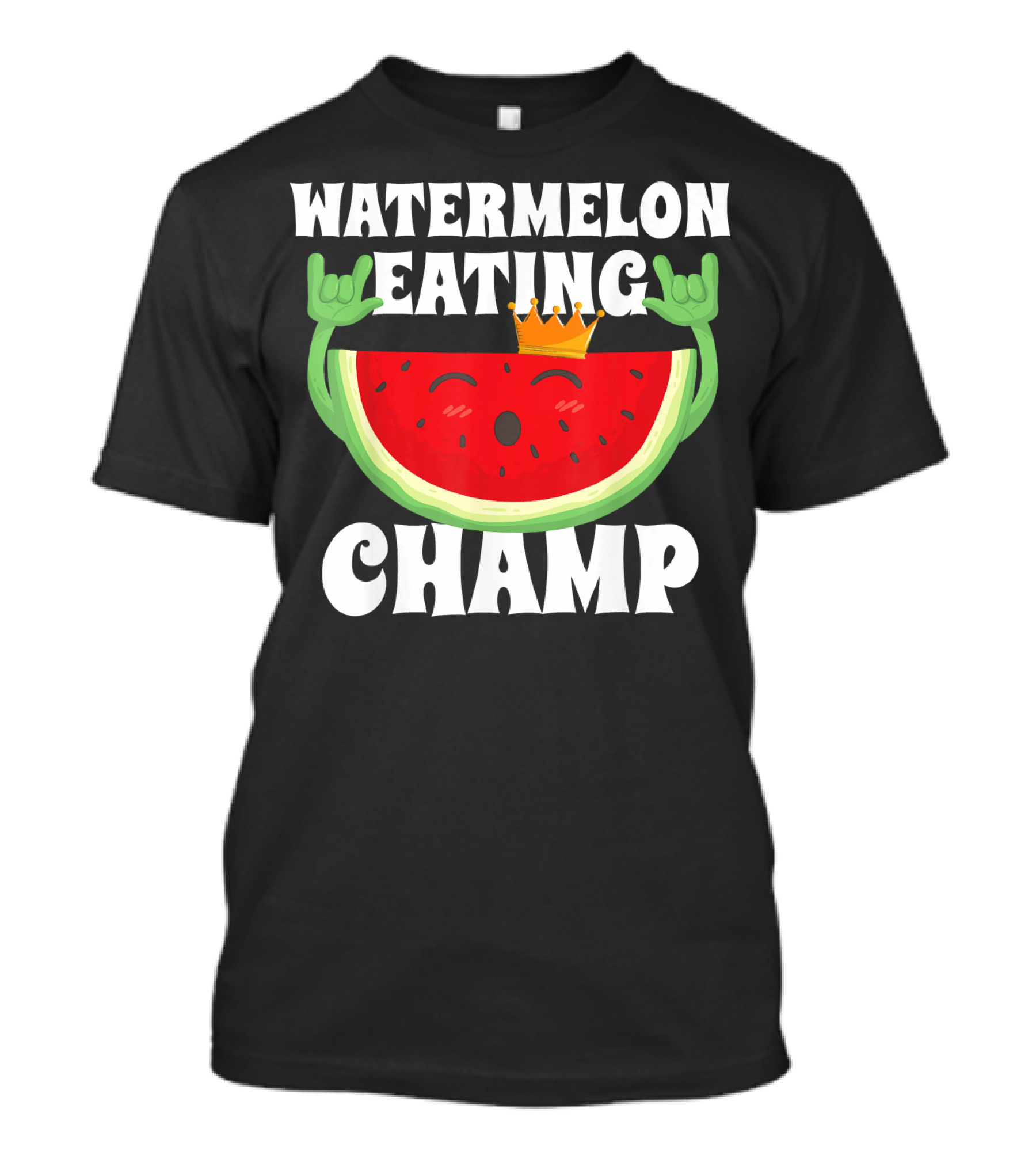 Watermelon Eating Champ Melon Contest Co King With Crown Celebrating Victory T-Shirt