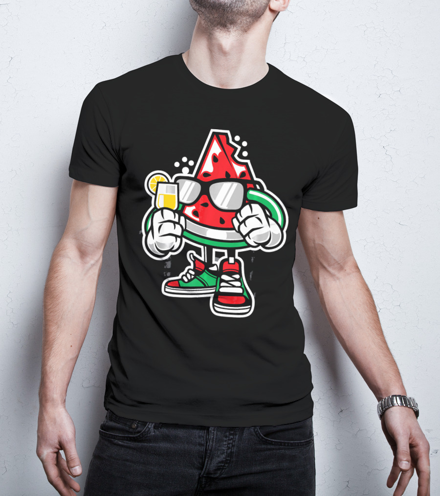 Watermelon Lover Summer Time Graffiti Cool Slice With Shades And Sneakers T-Shirt