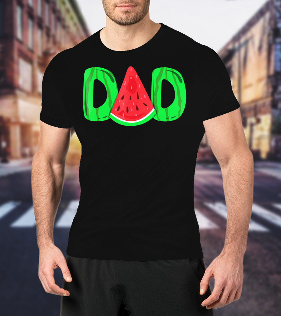 DAD Watermelon Slice Lettering Fun Summer Vibes T-Shirt