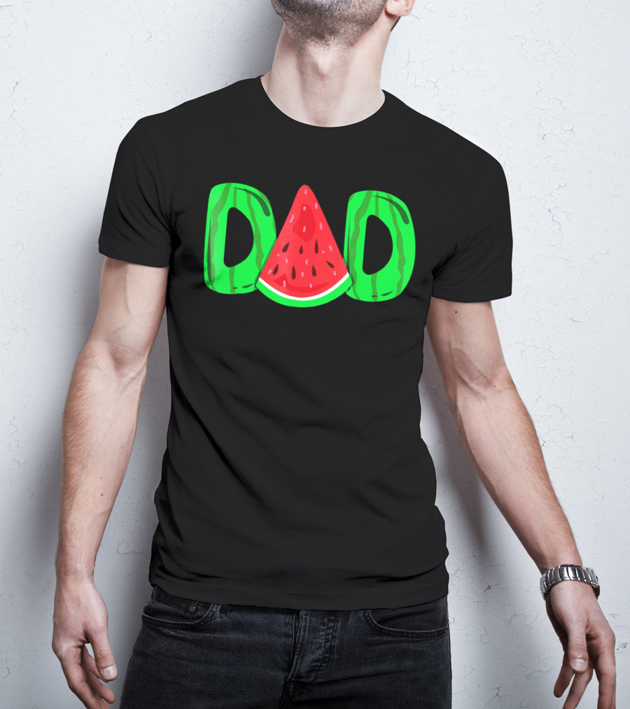 DAD Watermelon Slice Lettering Fun Summer Vibes T-Shirt