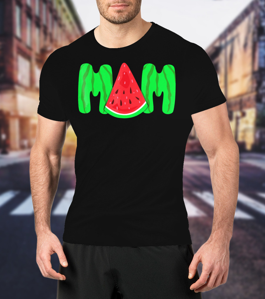 Mom Watermelon Slice Typography T-Shirt